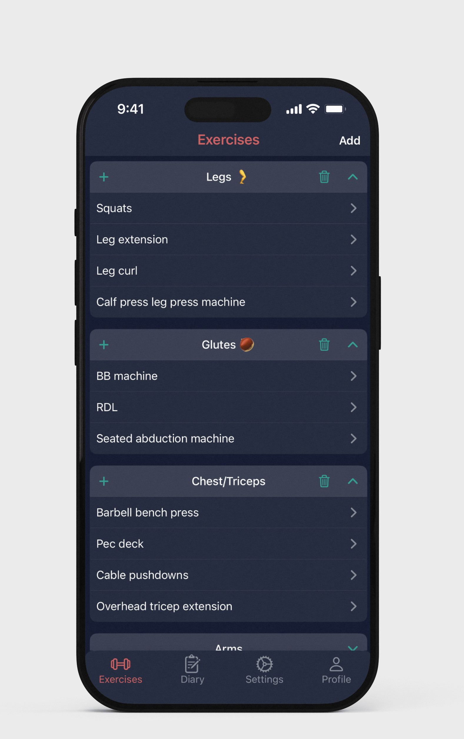 Simple Workout Tracker App Screenshot